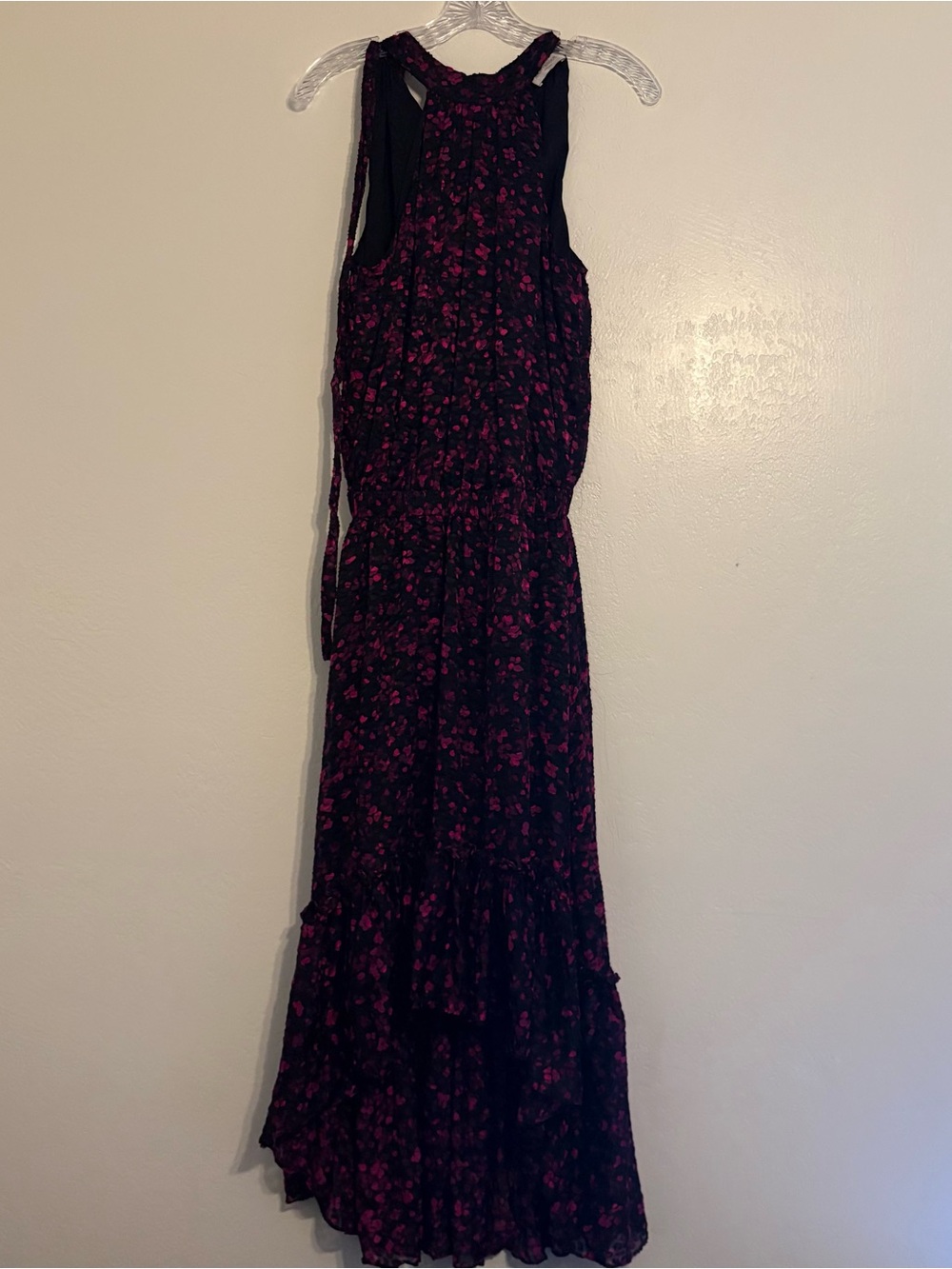 Ramy Brook Black Dress with Pink Floral Print xs maxi